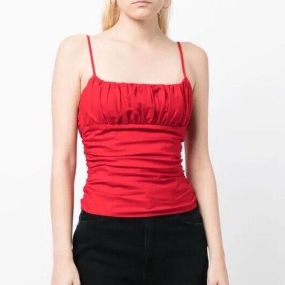 Reformation Tiana Ruched Red Top